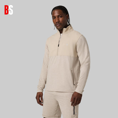 Conjunto Masculino Moletinho Bege com Zíper 1/4